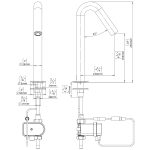 Csaba Berührungslose Waschtisch Armatur Dimensional Drawing - Touchless Deck Faucet - Csaba-B-drawing