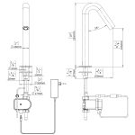 Csaba Berührungslose Waschtisch Armatur Dimensional Drawing - Touchless Deck Faucet - Csaba-E-drawing