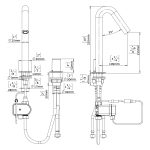 Csaba 1000 Berührungslose Waschtisch Armatur Dimensional Drawing - Touchless Deck Faucet - Csaba1000B-drawing