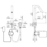 Csaba 1000 Berührungslose Waschtisch Armatur Dimensional Drawing - Touchless Deck Faucet - Csaba1000E-drawing