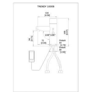 Trendy 1000 Berührungslose Waschtisch Armatur Dimensional Drawing - Touchless Deck Faucet - Trendy_1000B-pdf