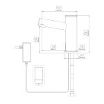 Elite Berührungslose Waschtisch Armatur dimensional drawing Elite_E_B Touch free electronic faucet for deck mounted installations