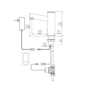 Elite AISI 316 Berührungslose Waschtisch Armatur dimensional drawing Elite_AISI316-E_B