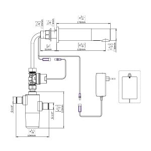 Tubular T Berührungslose Wandarmaturen - Tubular T dimensional drawing