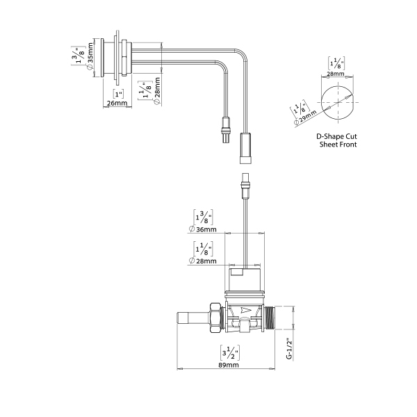 Wave On-Off Sensor Kit For Urinals dimensional Drawing Wave On-Off Sensor Kit For Urinals – Bild 2